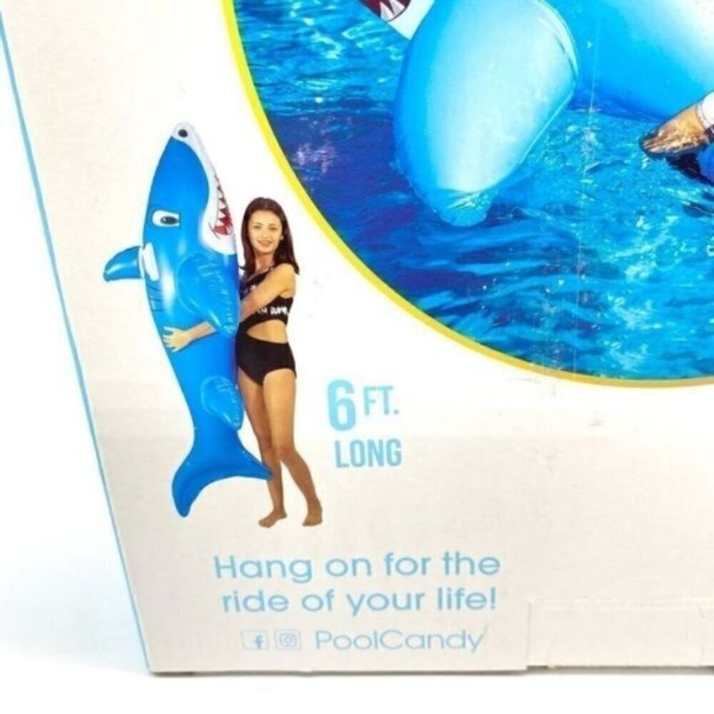 Pool Candy Inflatable Giant Ride on Shark Float New - Picture 4 of 5